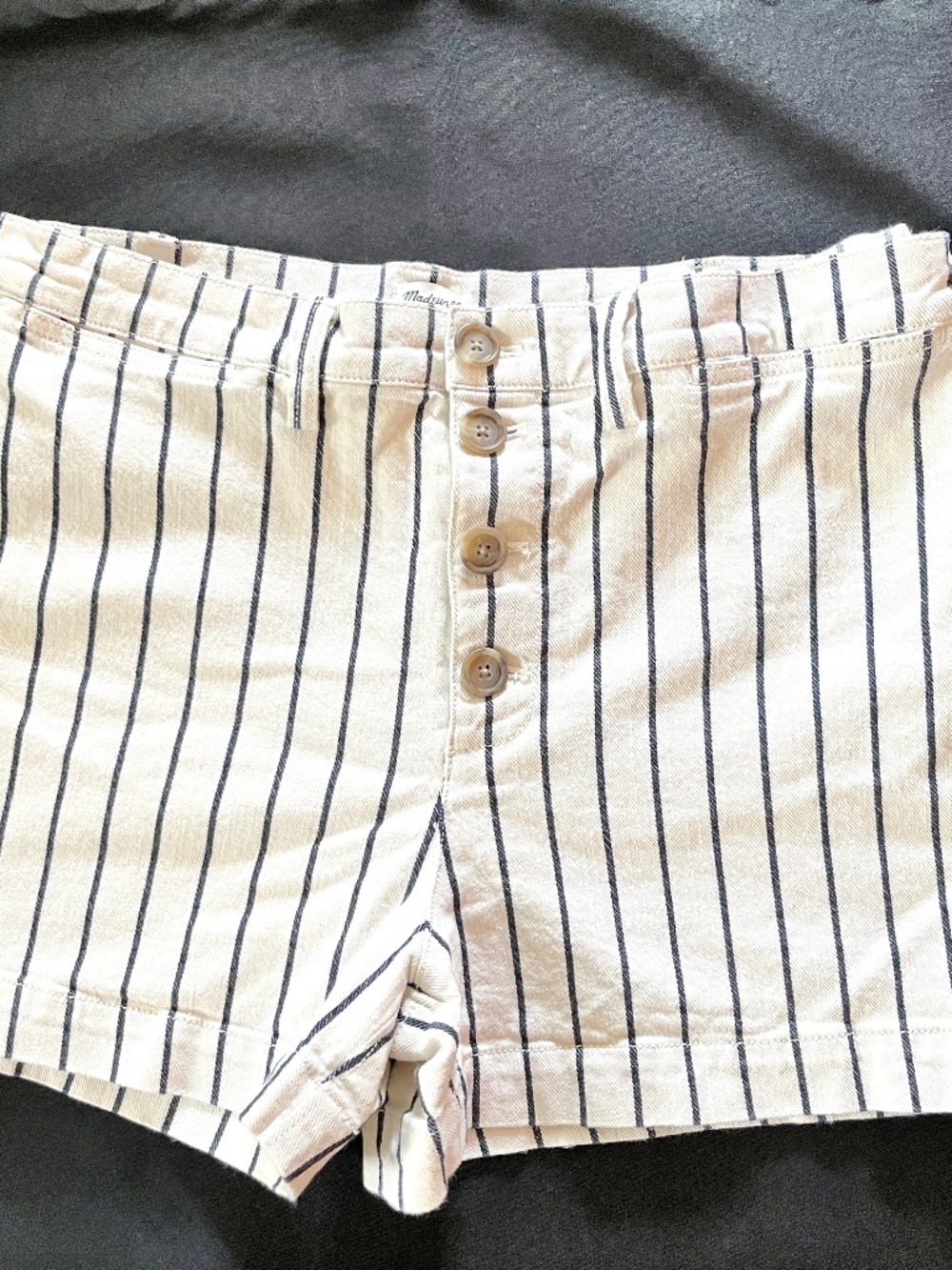 Madewell Emmett Button Front High Waist Striped Cotton Shorts, Size 31